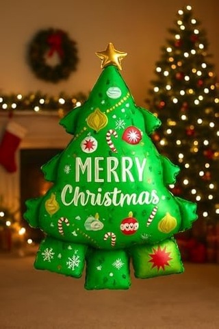 Yılbaşı Ağacı Süsleri 1 Adet Yılbaşı Hediye Paketi Noel Süsü Folyo Balon 80-55 Cm