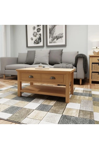 Country Lodge Masif Ahşap Orta Sehpa 4 Çekmeceli Naturel