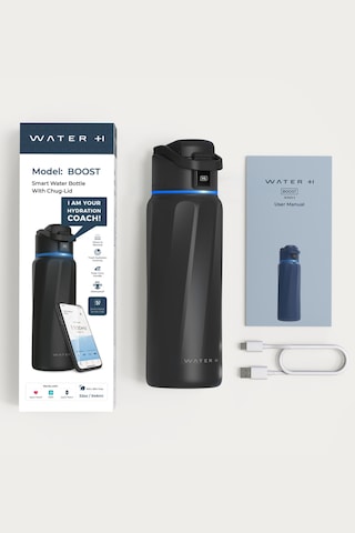 Waterh Boost Akıllı Termos Hidrasyon Takibi Yapan, Yalıtımlı 0,71l / 24oz Akıllı Şişe Siyah