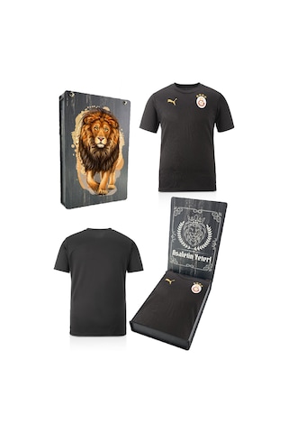 Galatasaray Lisanslı Sıfır Yaka Siyah A Takım Antrenman T-shirt Gs Aslan Baskılı Ahşap Kutulu SIYAH