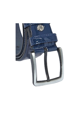 Süzer Deri Lacivert Rugan Suni Deri Dikişli 4 Cm.lik Klasik Kemer - 7400-95 Lacivert