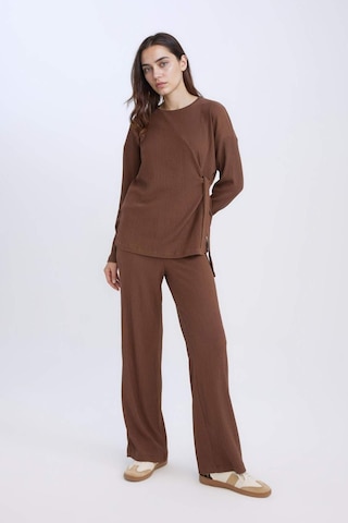 Defacto Bürümcük Pantolon Wide Leg Geniş Bol Paça Esnek Belli C0200AX24AUBN316 Kahve