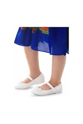 Kiko Kids Fiyonklu Cırtlı Kız Çocuk Babet Ayakkabı 201 Cilt Beyaz 001