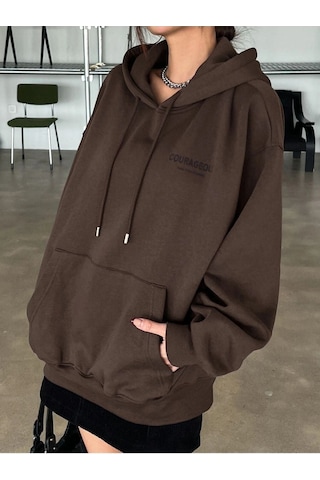 Altamira Unisex Yıldız Sırt Baskılı Oversize Kapşonlu Sweatshirt 001