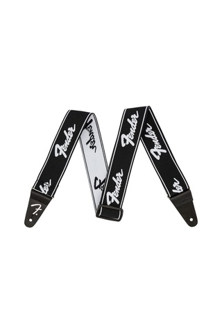 Fender Weighless Running Logo Gitar Askısı 5,1 Cm, Siyah/beyaz