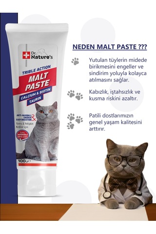Dr. Nature's Kedi Malt Macun Tüy Yumağı İçin Hairball 100 G