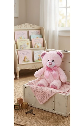 Peluş Uzun Parlak Ayı 50 Cm Pembe