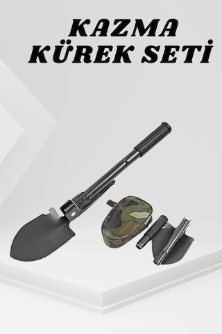 Mey İthalat Katlanabilir Kamp Küreği Küçük Kazma Kürek Seti Pusulalı