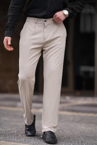 Madmext Bej Regular Fit Düz Kesim Yan Cepli Erkek Pantolon 6540-bej Bej