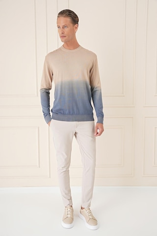 Efor Slim Fit Degrade Desen Bisiklet Yaka Mavi Triko Tr 866 Mavi
