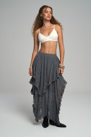Mireya Asimetrik Antrasit Dantel Etek Antrasit