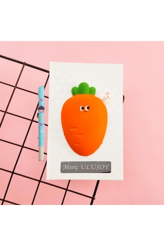 Kişiye Özel Sevimli Havuç Squishy Defter Kokulu Kalem Jel Kalem