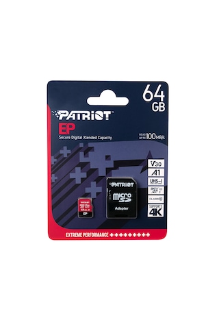 Patriot Ep Series 64gb Microsdxc V30 A1 U3 Class 10 Hafıza Kartı + Sd Adaptör Pef64gep31mcx