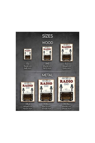World Radio Day Retro Radyo Tablo Vintage Radyo Temalı Dekoratif Duvar Tablosu Ahşap & Metal Baskı