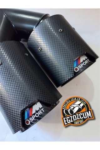 90 Mm. Sağ Dual Karbon Akrapoviç Msport Logolu Egzoz Eksoz Ucu Çift Çıkışlı