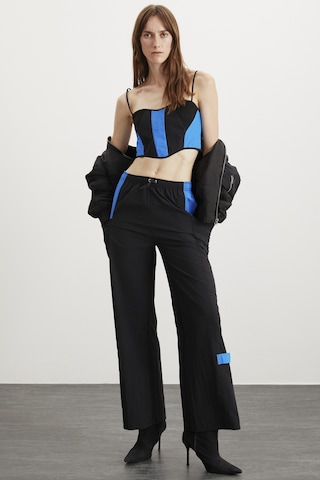 Grımelange Jeanette Kadın Beli Lastikli Stoper Detaylı Su Geçirmez Paraşüt Kumaş Siyah Pantolon Siyah