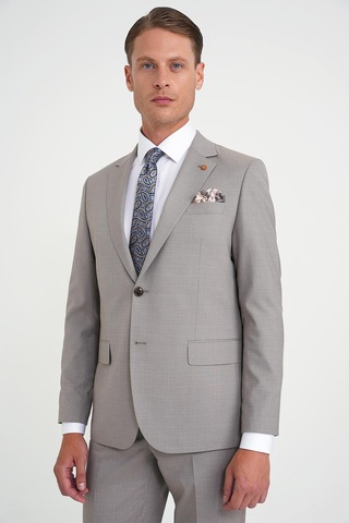 Efor Slim Fit Çift Yırtmaç Esnek Yelekli Klasik Bej Takım Elbise Tk 916 Bej