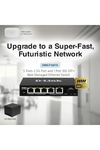 D-lınk Dms-f106ts 5+1 Port 10g Sfp+ Yönetilemez Swıtch