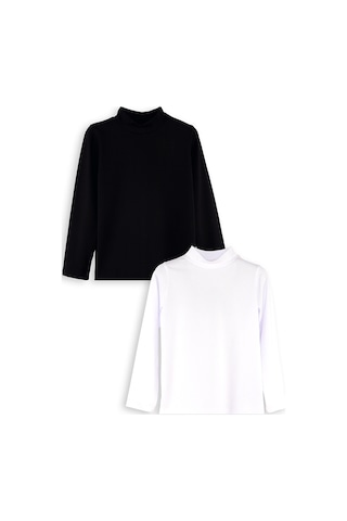 Denokids Siyah Ve Beyaz Unisex C Ocuk 2'li Paket Bog Azlı T-shirt Renkli