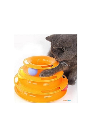 Süslüpati Toplu Yuvarlak 3 Katlı Şirin Kedi Oyuncağı