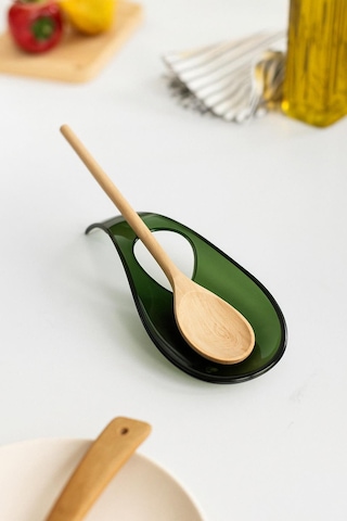 Akrilik Koyu Yeşil Tezgah Üstü Kirli Kaşıklık & Kepçe Altlığı Yeşil