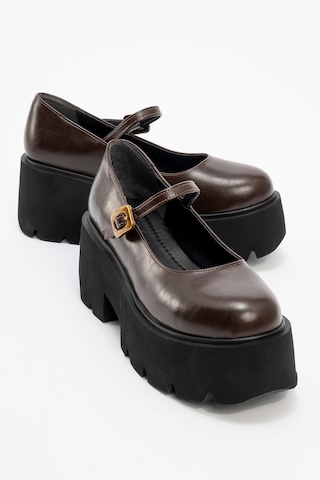 Luvishoes Luvi Shoes Linley Kahve Cilt Kadın Kalın Tabanlı Günlük Ayakkabı Kahve Rengi
