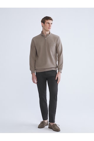LC Waikiki Lc Waıkıkı Kahverengi Fermuarlı Dik Yaka Erkek Sweatshirt