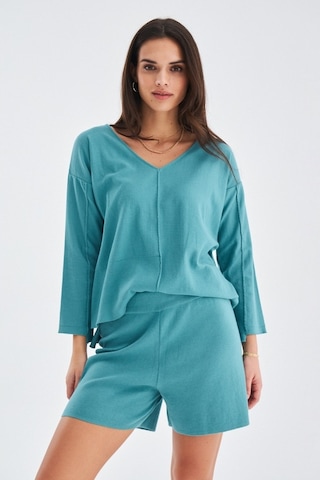 Peraluna %100 Pamuk Turkuaz Kadın Şort Turkuaz