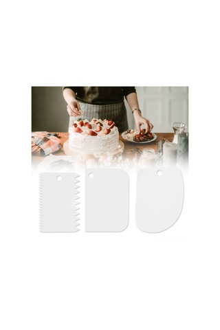 Yaleker 3'lü Pasta Krem Kalıp Seti - Yiyecek Grubu Pp Malzeme, Düz Ve Dişli Tasarım, Kolay Temizleme Ve Saklama Diğer