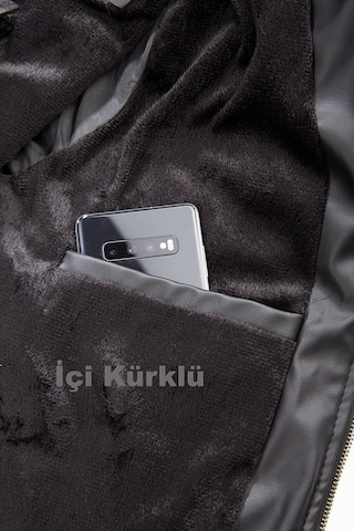 Erkek Siyah Dar Kesim Kapüşonlu Bel Lastikli Ribanalı Deri Ceket & Mont Siyah