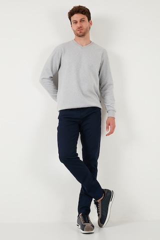 Buratti Pamuklu Regular Fit V Yaka Erkek Kazak 456202 V Gri