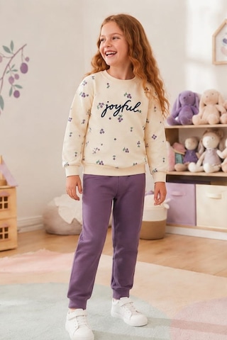 Pina Kids Kız Çocuk Kirazlı Desenli Okul Günlük Eşofman Takımı Esf7034 Mürdüm
