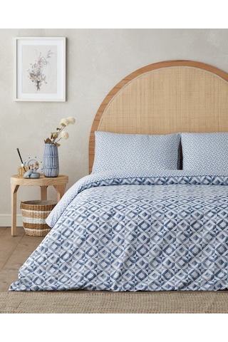 English Home Symetra Kolay Ütülenir Çarşaflı Çift Kişilik Nevresim Takımı 200x220 Cm Mavi Mavi