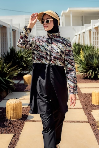 Remsa Paraşüt Tam Kapalı Tesettür Mayo R4806 Safari Siyah