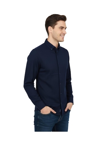 Rasstmen Erkek Spor Slim Fit Uzun Kol Petek Dokulu Gömlek Bgl-st04823 Lacivert