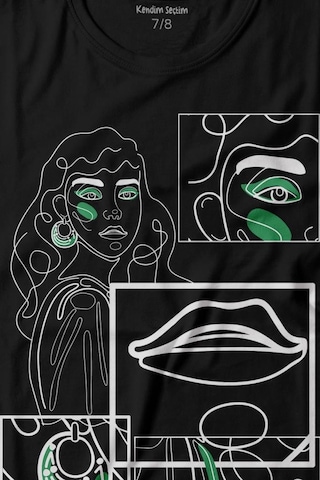 Kendim Seçtim Line Art Kadın Çizim Minimal Baskılı Tişört Çocuk T-shirt 001