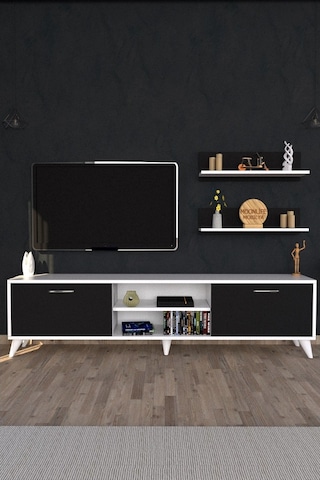 Moonlife Zümrüt Tv Ünitesi  Beyaz Siyah