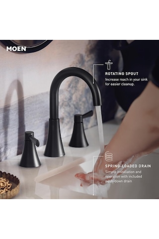 Moen Ronan Mat Siyah İki Kulplu Yaygın Modern Banyo Bataryası, Va Diğer
