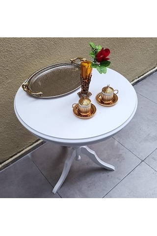 Fiskos Sehpa Eko 90502 Baba 3 Ayak 60cm Hareketli Mdf Tabla Parlak Beyaz El Yapım