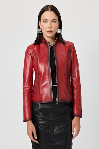 Antonella Kırmızı Kadın Deri Mont 001