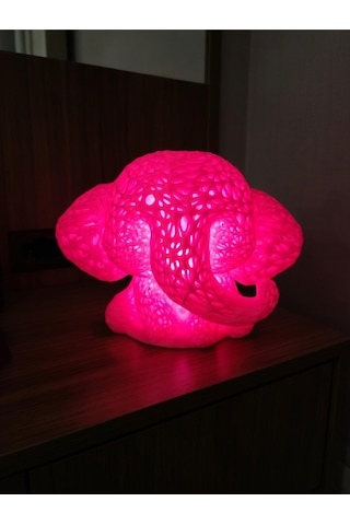 Sevimli Fil Çocuk Odası Gece Lambası 3d Tasarım Led Işıklı Masaüstü Mesh Dekor Hediyelik Pembe