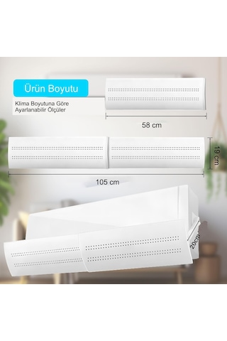 Hymark Ayarlanabilir Delikli Klima Hava Yönlendirici 58-105 Cm Klima Çarpması Siperliği Aparatı