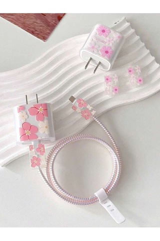 İphone 18w/20w Uyumlu Şarj Aleti Kılıfı, Şarj Kablo Koruyucu, Çiçekli Şarj Koruyucu Kılıfı İthalatçı