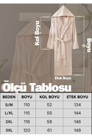 Eponj Home Kapüşonlu Bornoz Doğa Bej 3xl Bej