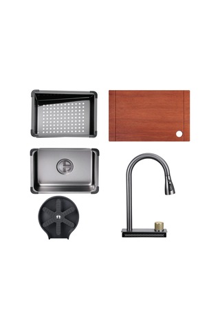 Crauf Dolce Vita 6375 Füme Akıllı Mutfak Eviyesi Füme