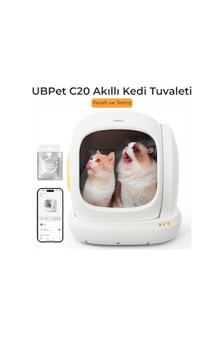 UBPet C20 Akıllı Otomatik Kedi Tuvaleti | App Kontrol, Otomatik Temizleme, 38DB Sessiz, Ağırlık Sensörü