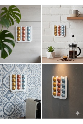 İhtiyacın3d Nespresso Vertuo Kapsül Düzenleyici Mıknatıslı 12 Li Kahve Kapsül Standı 24x24 Cm Beyaz