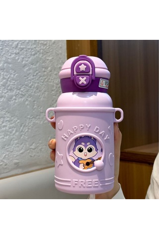 Jian Fan Sevimliçiftçi Saman Bardağı Düşme Önlici Termos Bardağı - Yeşil Yeşil