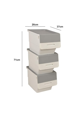 Motek Tekerlekli Patateslik Soğanlık Oyuncak Kutusu Patateslik Soğanlık Sepeti 3x12lt Beyaz+gri