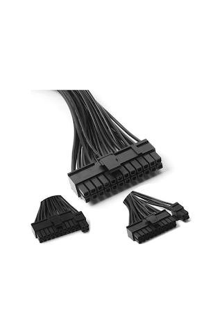 Besthome1 30cm Koyu Siyah 24pin Çift Güç Kaynağı Eş Zamanlı Başlatma Kablosu 2000w Destekli